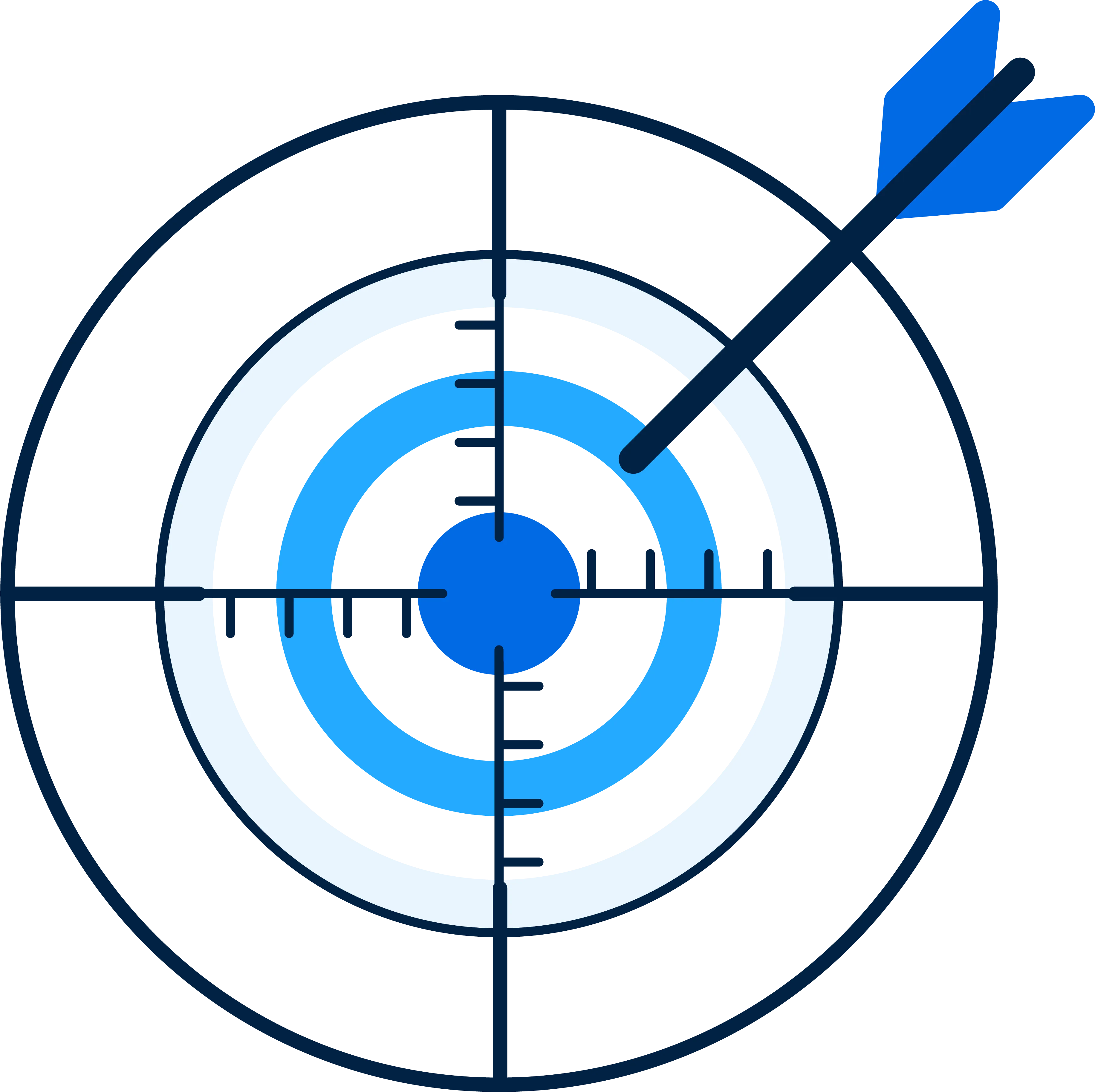 Target with concentric rings and an arrow hitting the bullseye off center to the right.