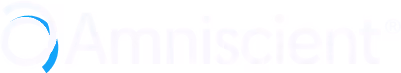 Amniscient company logo with stylized blue and white symbol.